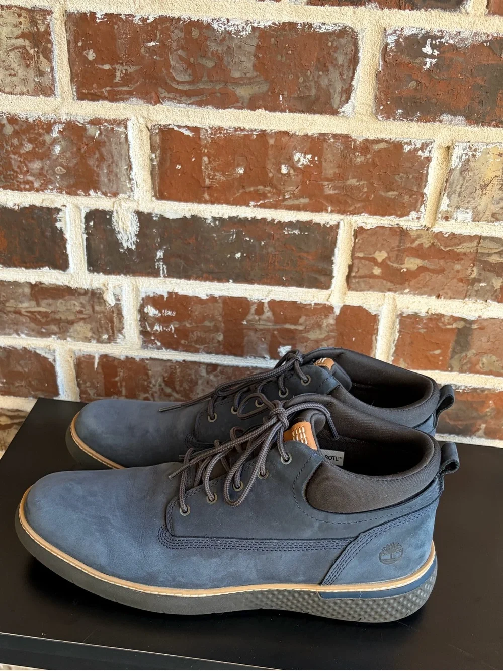 Timberland Cross Mark Navy Blue Nubuck Leather Chukka Boots Size 10.5